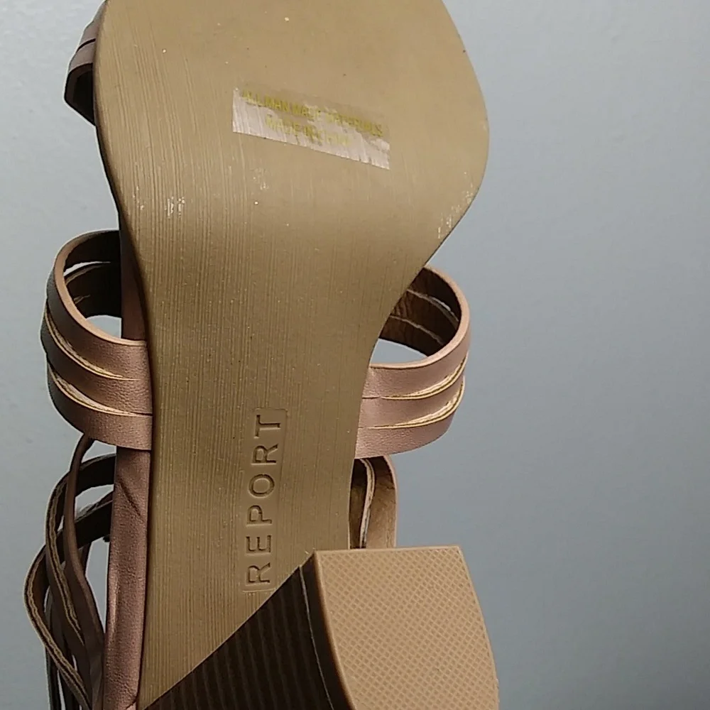 Report Rally Mauve Block Heel Sandals Shoes Women's Size 8.5 Casual Zip Ankle